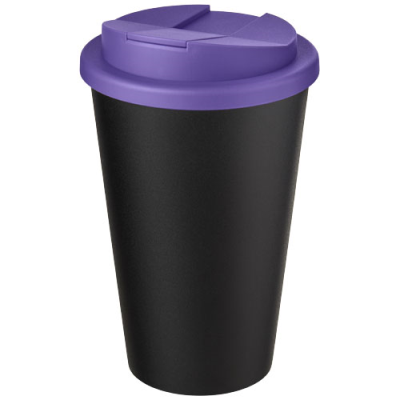 AMERICANO® ECO 350 ML RECYCLED TUMBLER with Spill-Proof Lid in Purple & Solid Black.