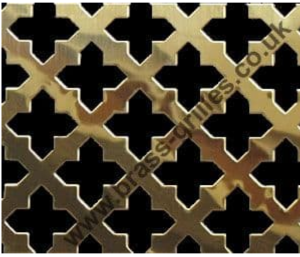 Polished Brass Grille 23mm Cross Perforated Sheet 1000mm x 660mm x 0.7mm