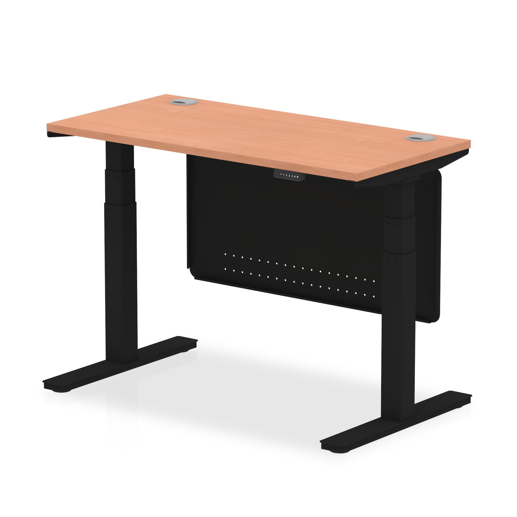 Providers Of Air Height Adjustable Slimline Desk With Cable Ports With Steel Modesty Panel - 1200mm, 1400mm, 1600mm, 1800mm - Multiple Colour Options UK