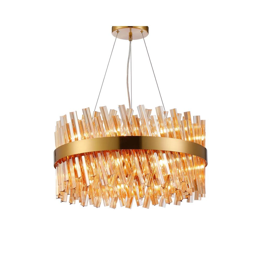 Luxuria Sylph 60cm 18 Light G9 Pendant Round Brass / Amber