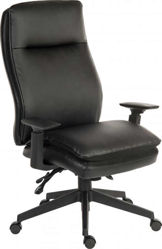 Providers Of Black Bonded Leather Soft Padded Ergonomic Office Chair - PLUSH-ERGO Huddersfield