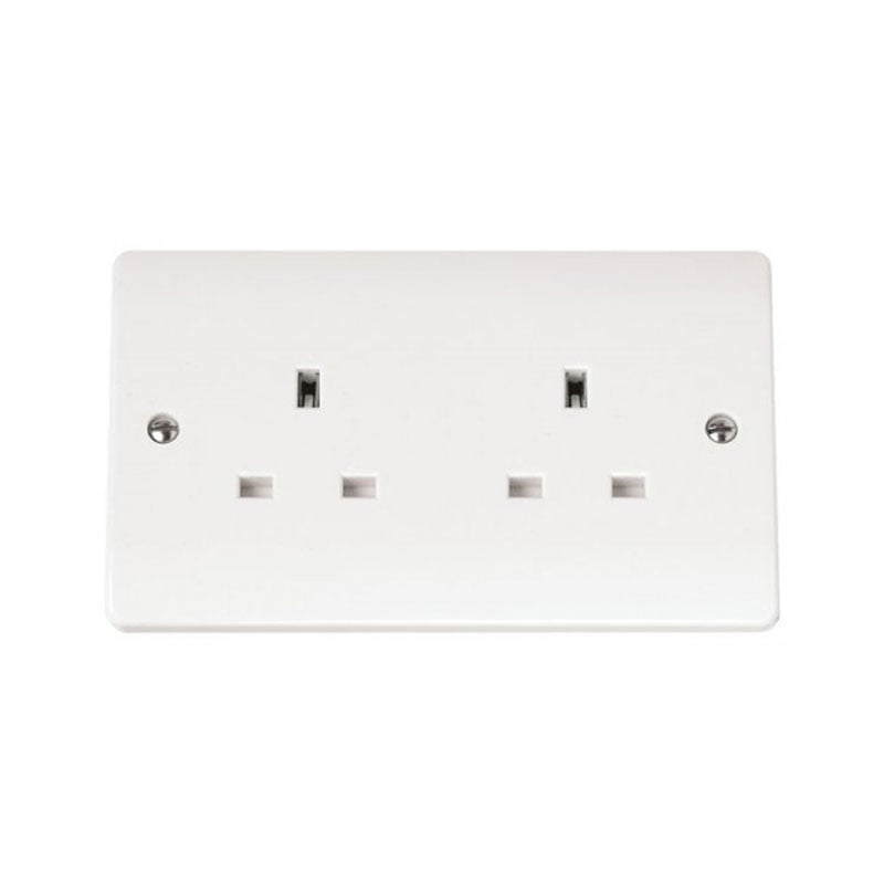 Click Unswitched Socket 13 Amp 2 Gang White PVC