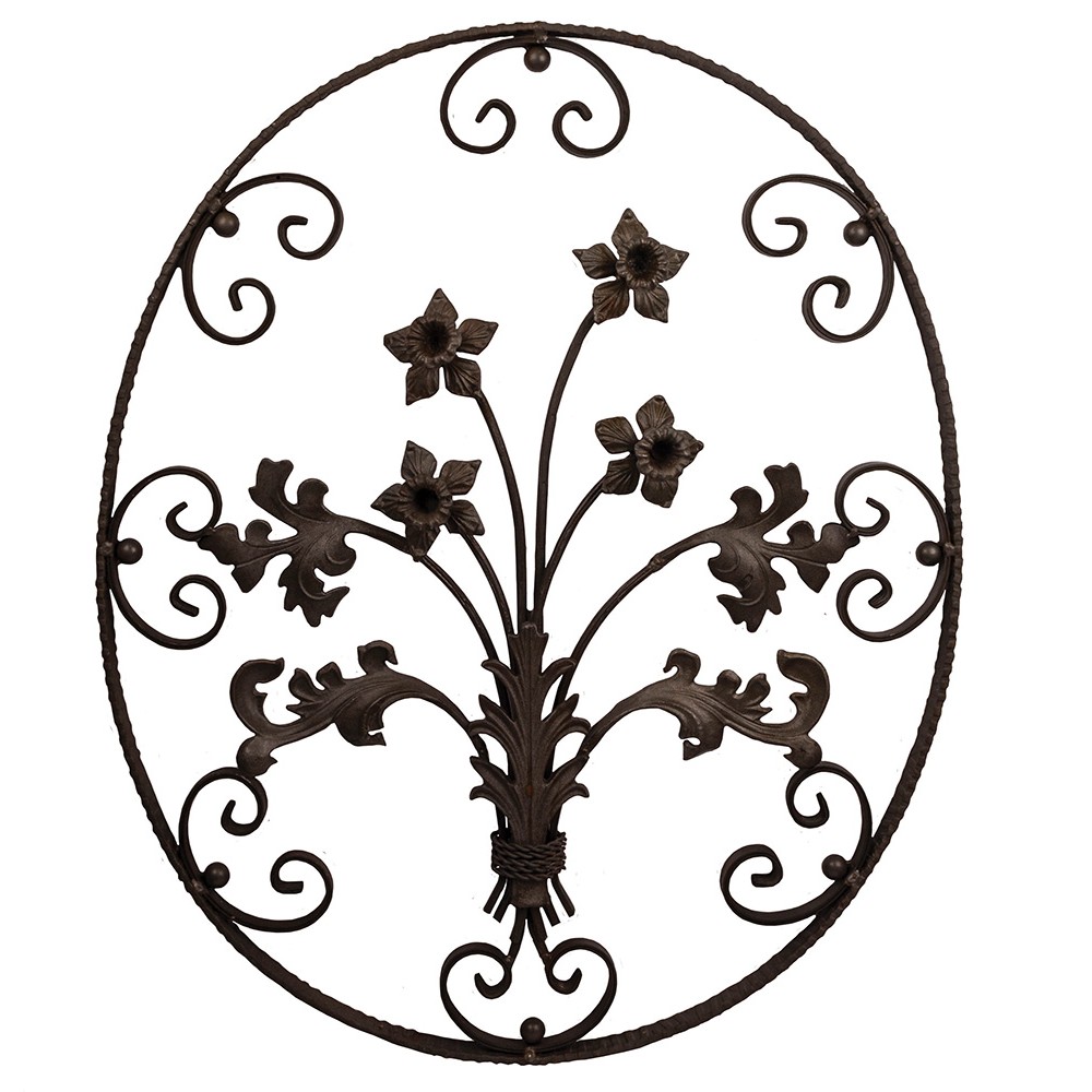 Floral Panel - H 800 x L 660mm Daffodil Hammered - 12 x 6mm Flat Bar