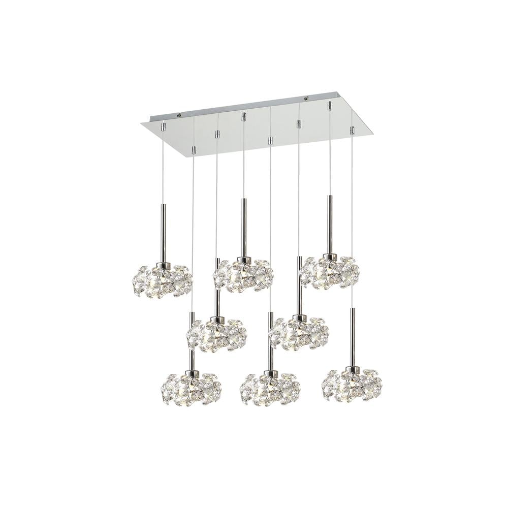 Luxuria Paramount 8 Light G9 2m Rectangle Multiple Pendant With Polished Chrome And Crystal Shade