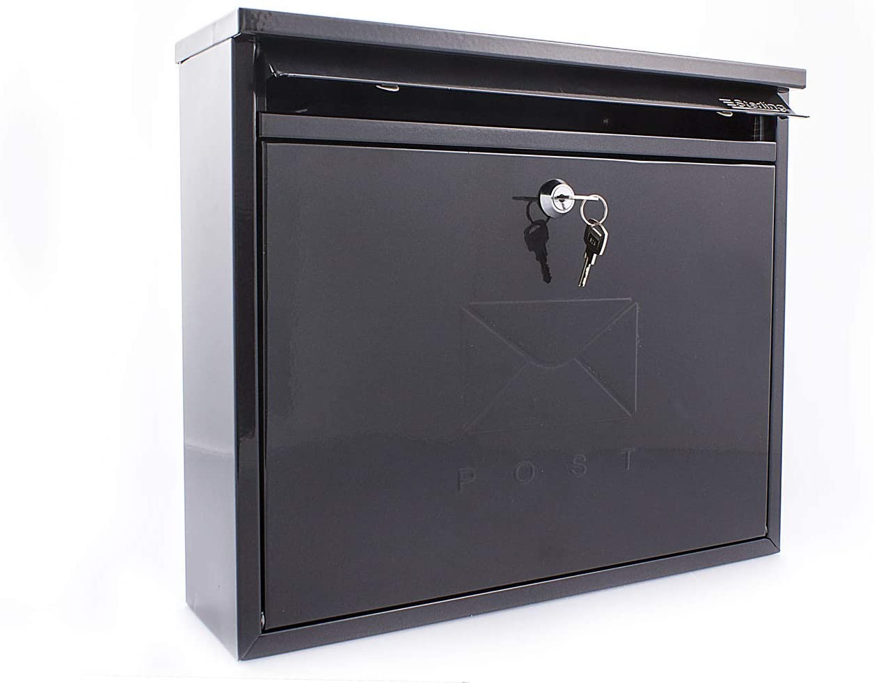 Burg-Wächter MB02BK Black Elegance Wall Mounted Galvanised Steel Lockable Post Box
