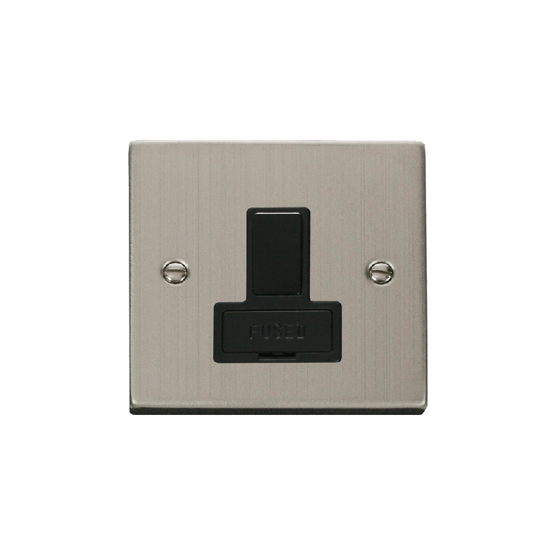 Click Deco 13A DP Switched Fused Connection Unit Stainless Steel Insert Black