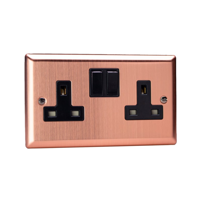 Varilight Urban 2G 13A DP Switched Socket Brushed Copper (Standard Plate)