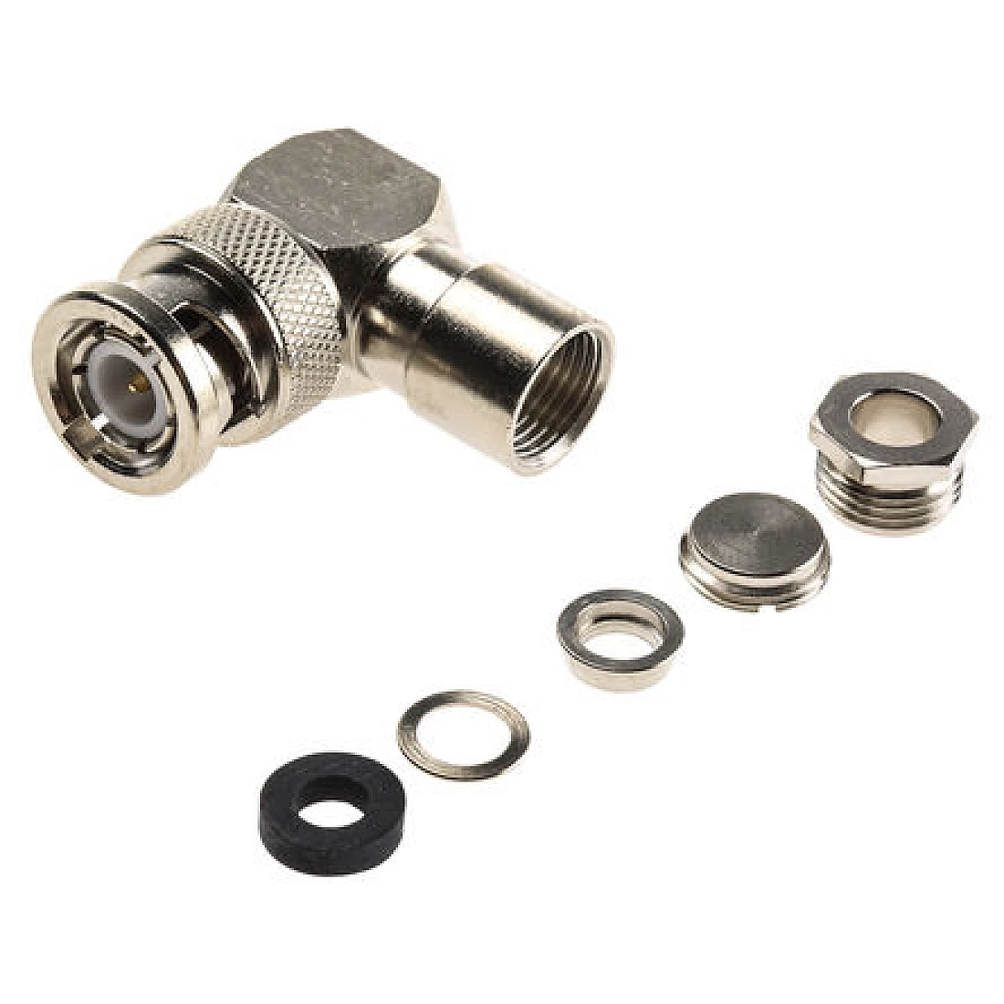 Telegartner J01000A0075 (10002333) Right Angle 50 Ohm Cable Mount BNC Connector Plug Clamp Termination RG58 C/U Nickel