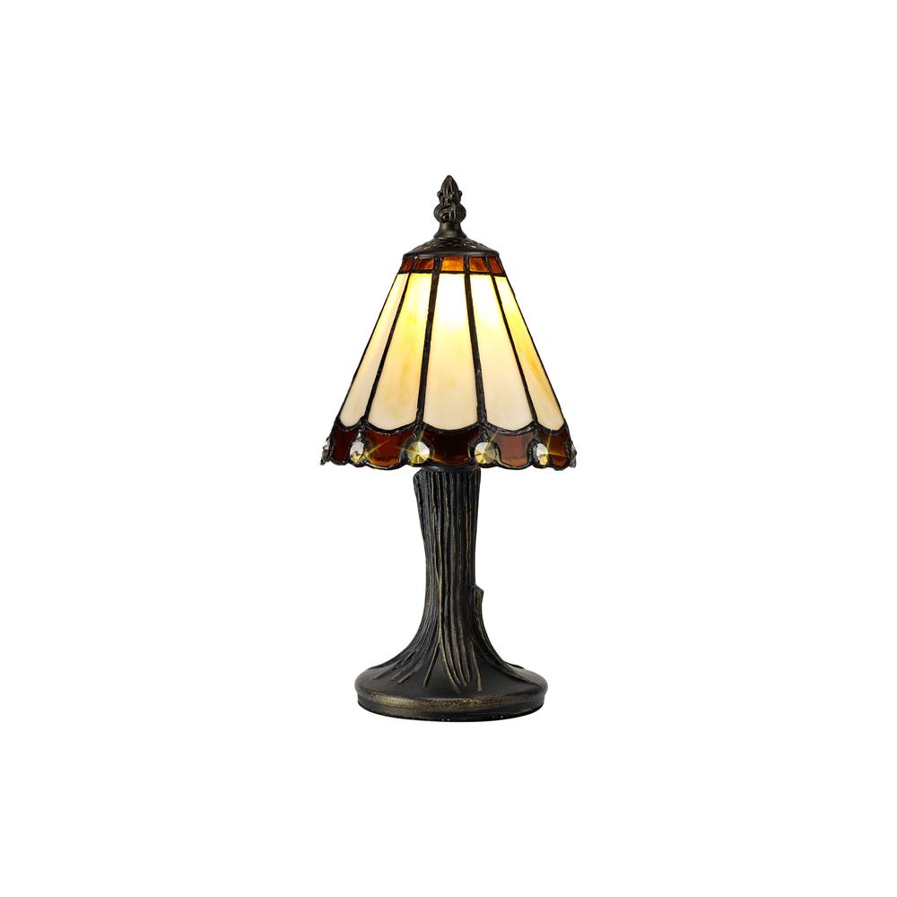 Luxuria Sleek Tiffany Table Lamp 1xE14 Cream/Amber/Clear Crystal Shade