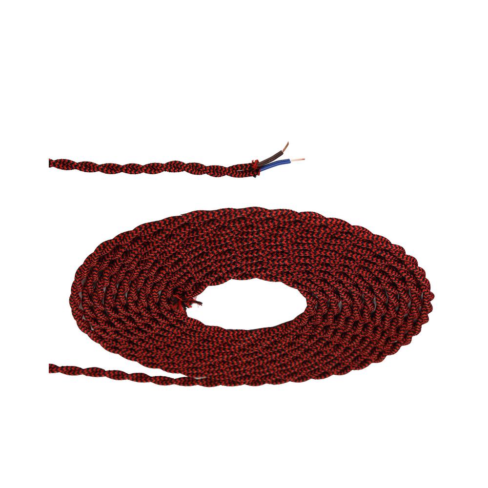 Luxuria Glorelle 1m Red & Black Wave Stripe Braided Twisted 2 Core 0.75mm Cable