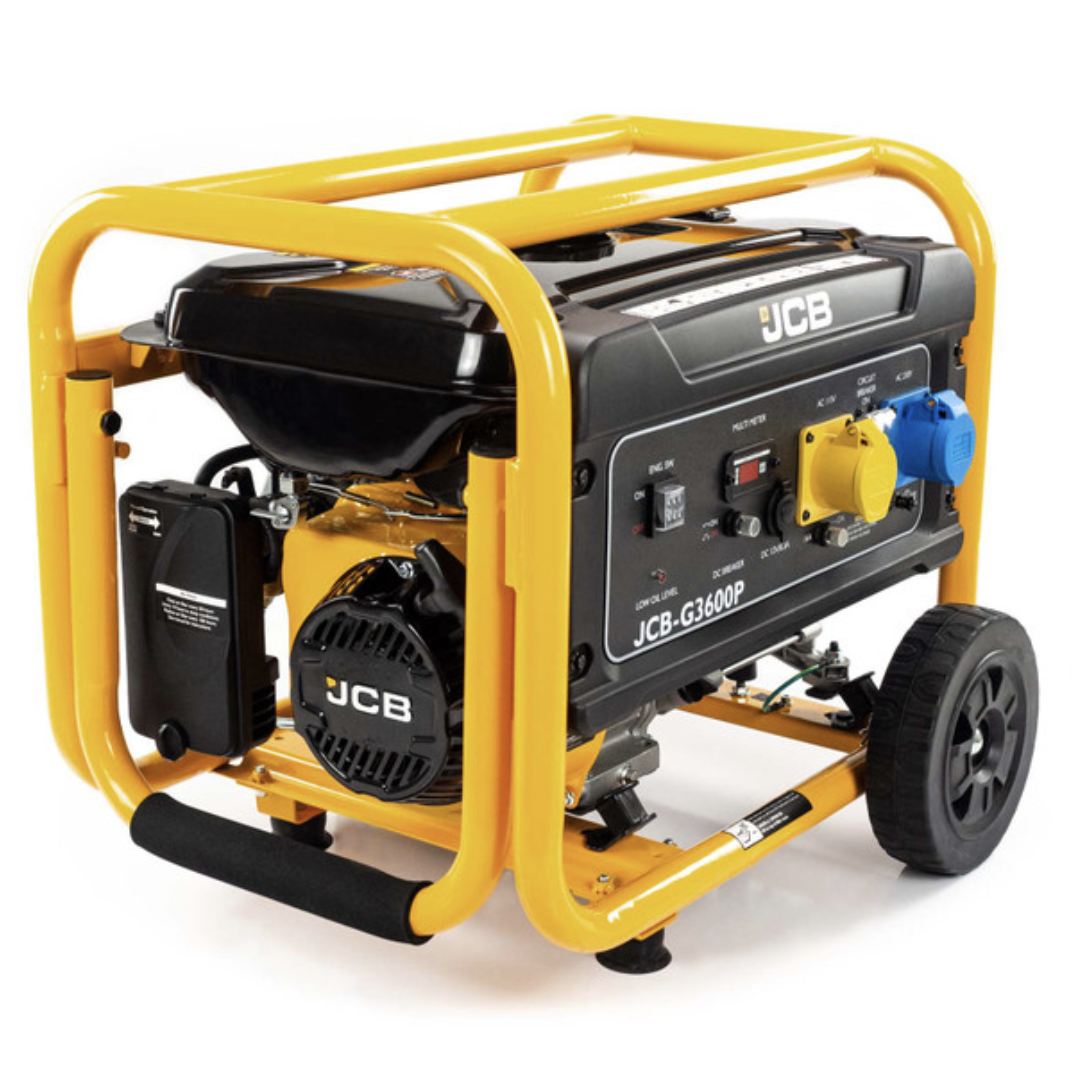 JCB 3.6kW / 4.5kVA Petrol Site Generator 115V / 230V 7.5hp 224cc JCB Engine, Recoil Start