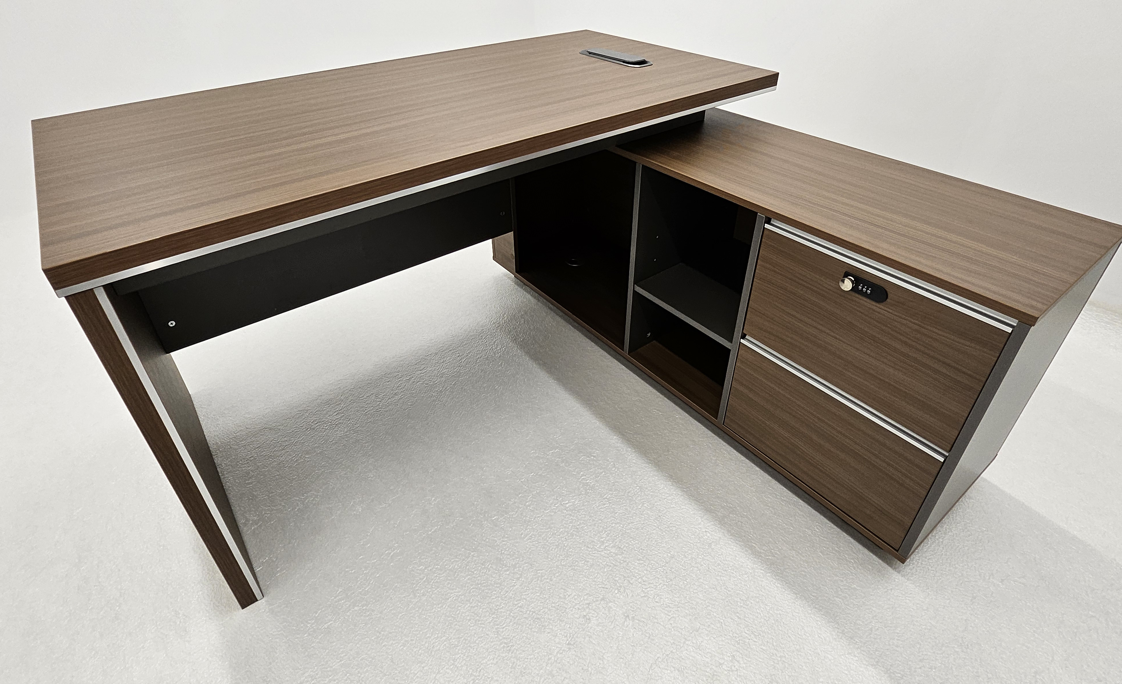 Modern Home Walnut Corner Executive Office Desk with Integrated Storage - 1400mm - PM02-D01-14 Near Me
