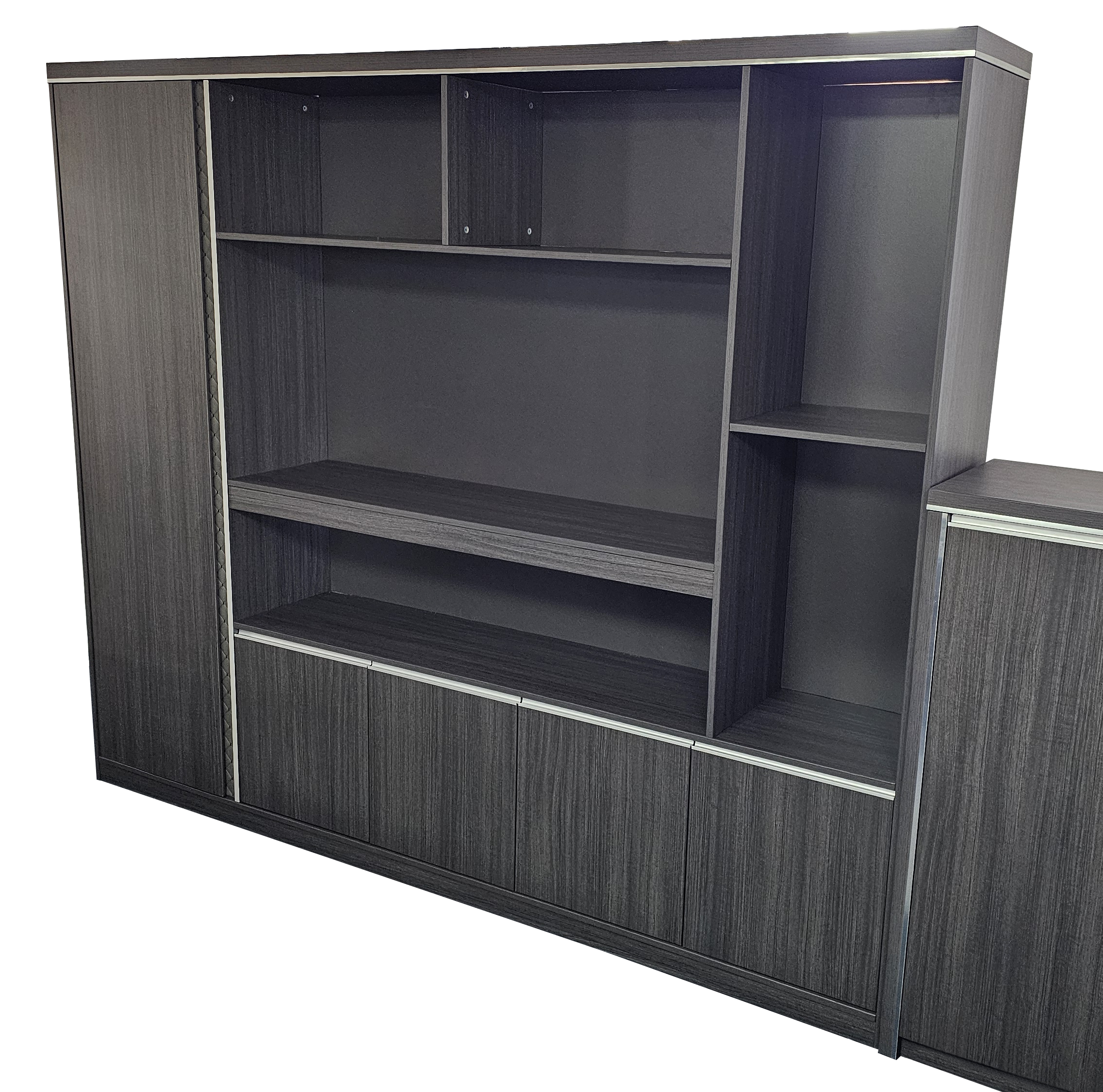Specialising In Extra Large Modern Grey Oak Bookcase with Open Shelving - 2400mm - DG25-S0124 North Yourkshire
