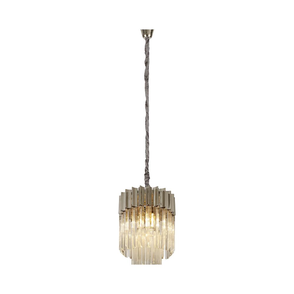 Luxuria Osiris 30cm Pendant Round 4 Light E14 Polished Nickel/Clear Sculpted Glass