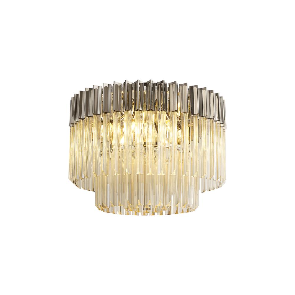 Luxuria Osiris 60cm Ceiling Round 7 Light E14 Polished Nickel / Cognac Sculpted Glass