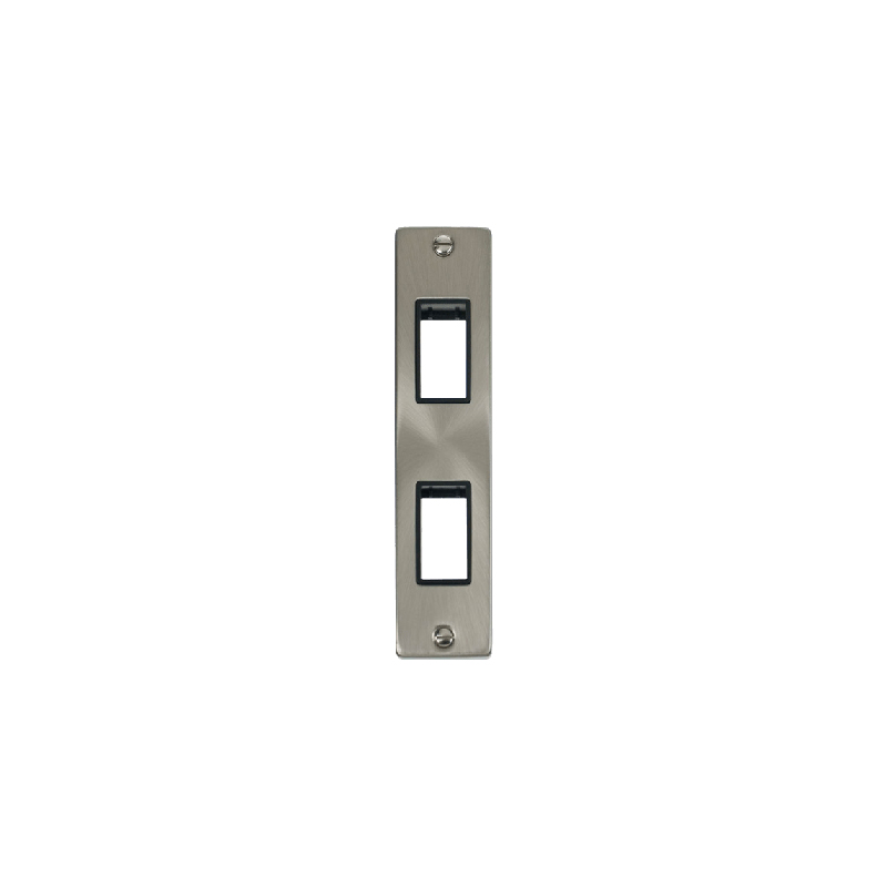 Click Deco 2G MiniGrid Double Aperture Unfurnished Architrave Plate Satin Chrome Black Inserts