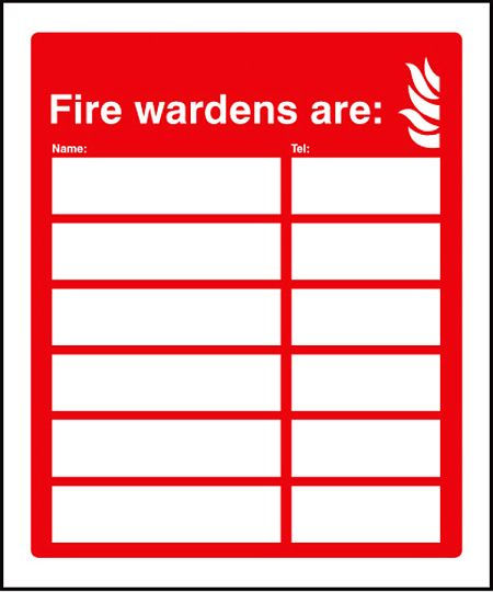 Fire wardens are (6 names and numbers)
