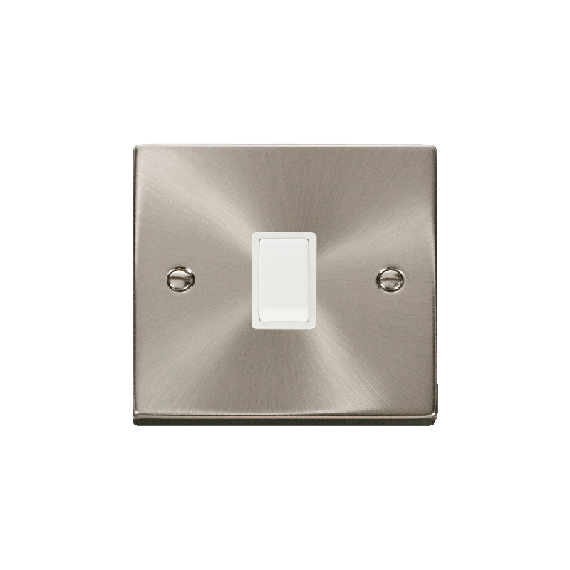 Click Deco 20A 1 Gang DP Switch Satin Chrome Insert White