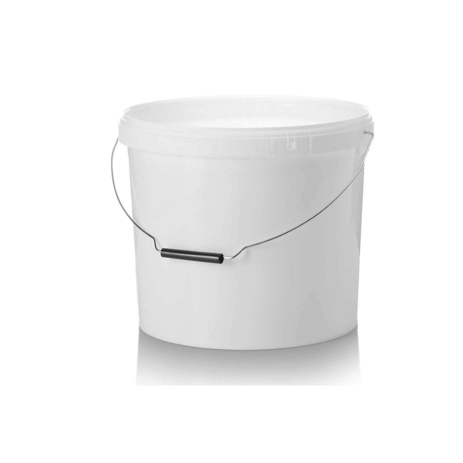 15ltr White PP Tamper Evident Pail with Metal Handle