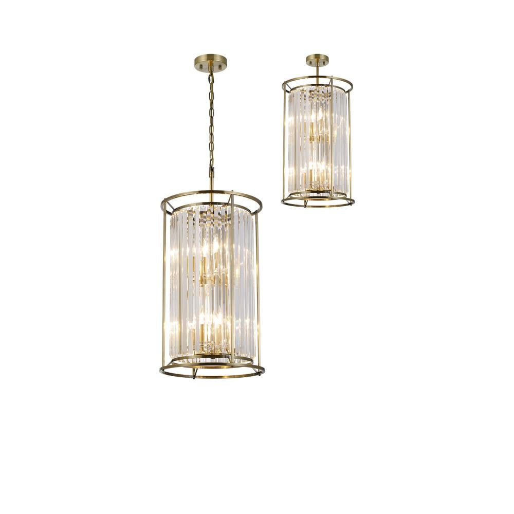 Luxuria Pantheon 36cm 2 Tier Pendant 3+3xE14 Antique Brass / Clear