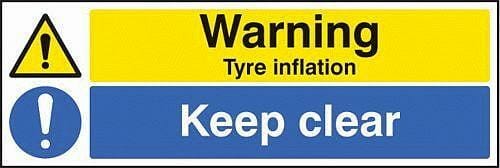 Warning tyre inflation keep clear