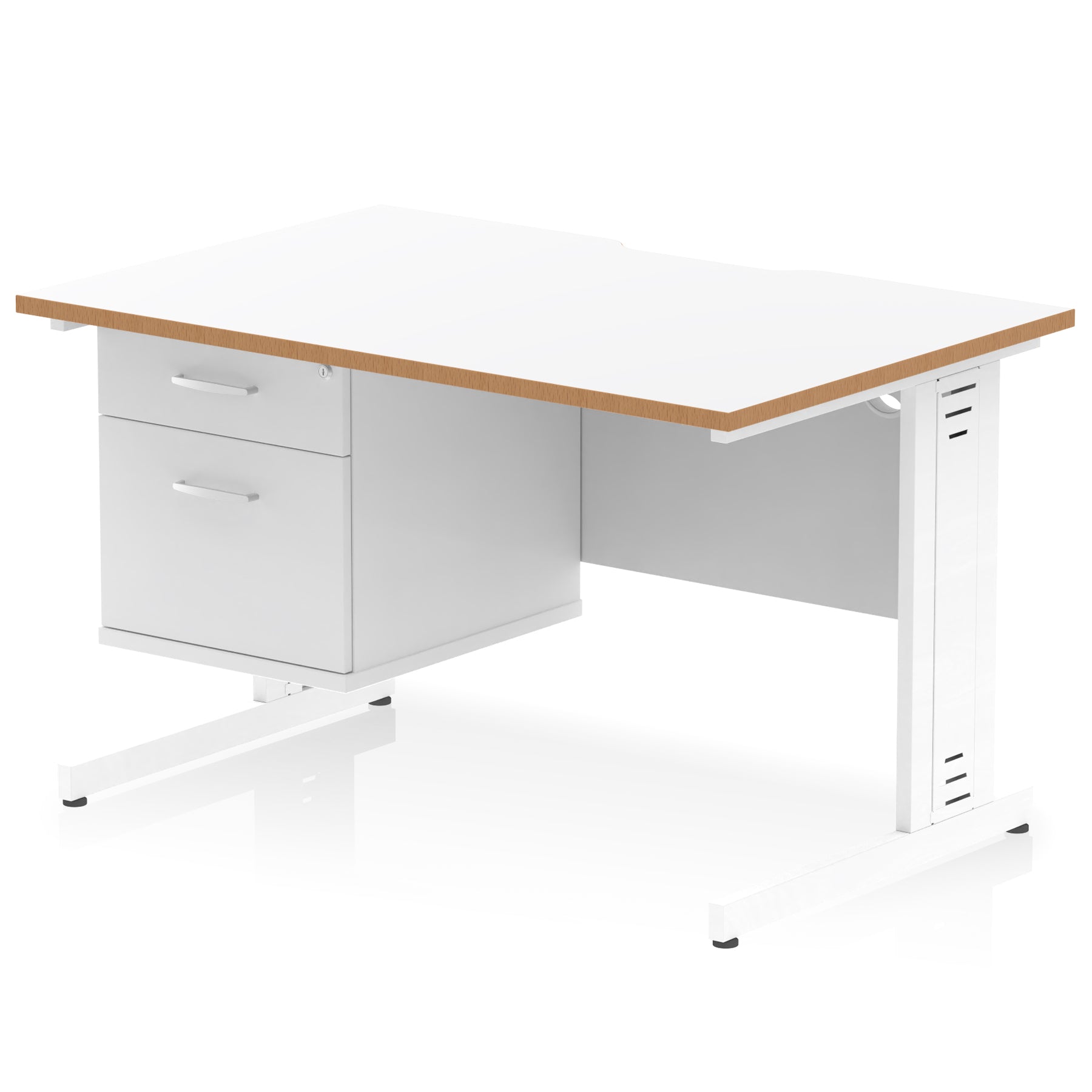 Specialising In Impulse Scalloped Edge Cable Managed Straight Desk With Single Fixed Pedestal - 1200mm - Multiple Colour Options North Yourkshire
