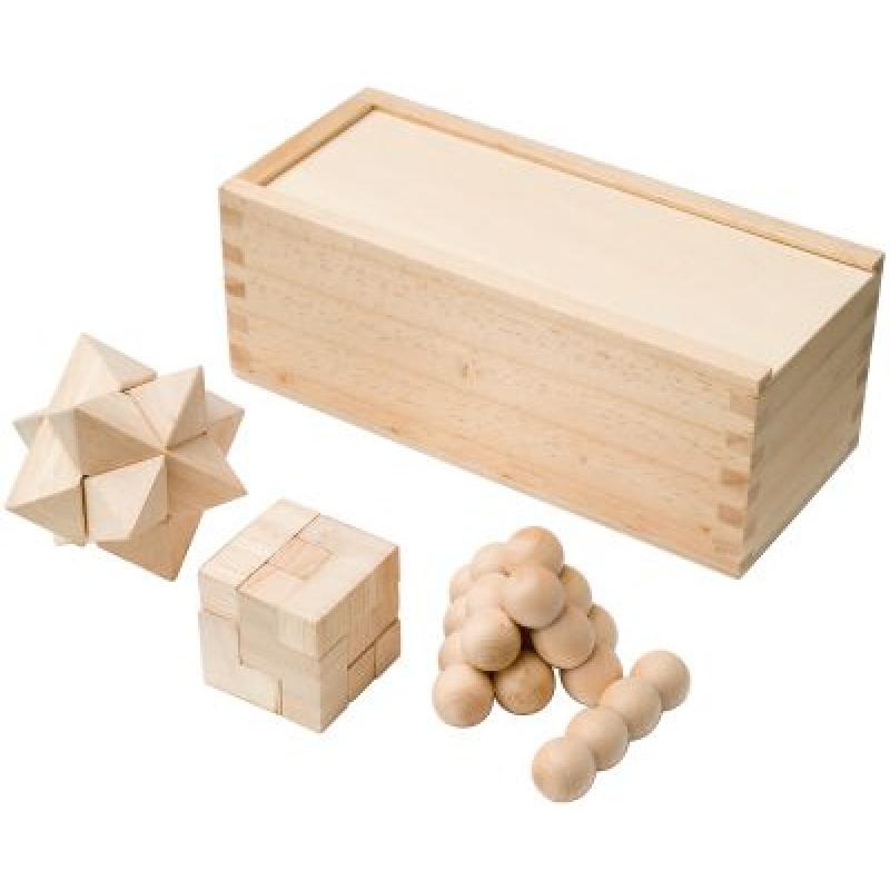 Brainiac 3-piece wooden brain teaser set