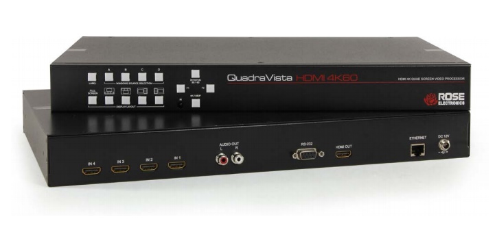 QV-4x1HM-4K60 - Rose - QuadraVista HDMI 4K60 Multiviewer, 4 Port - Quad Video Switch, 1920�1080&#64;60Hz *NEW*