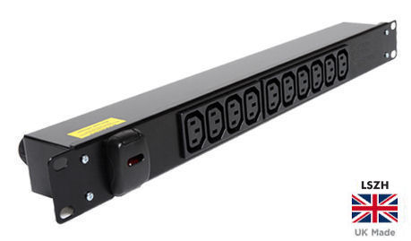 PDB-IEC10HC14 10 Way Horizontal C13 Socket PDU to C14 Plug 1U Rackmount Power Distribution Unit 10 Port C13 PDU (BTO)