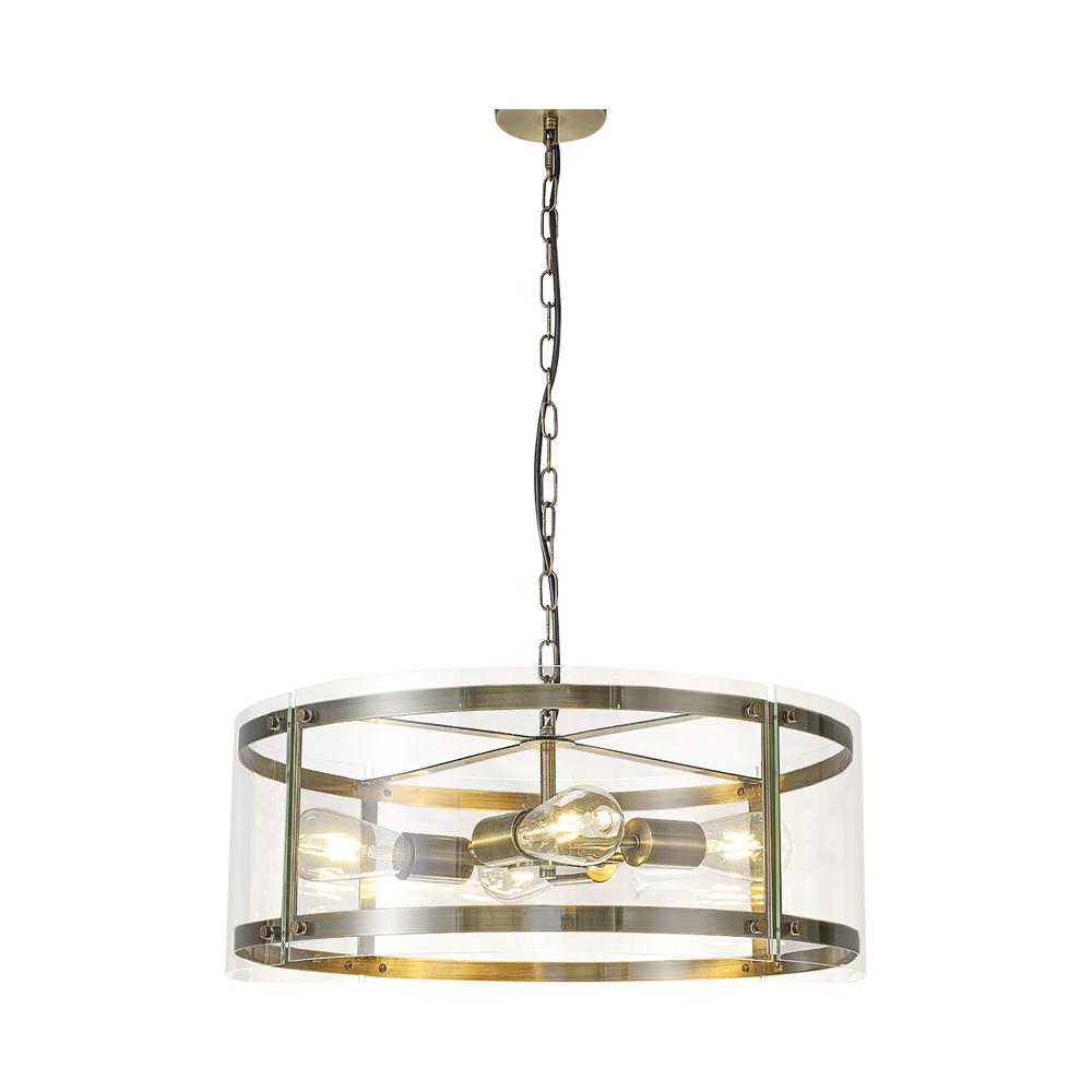 Luxuria Etoile 56.5cm Pendant 4 Light E27 Antique Brass / Plain Clear (A) Glass