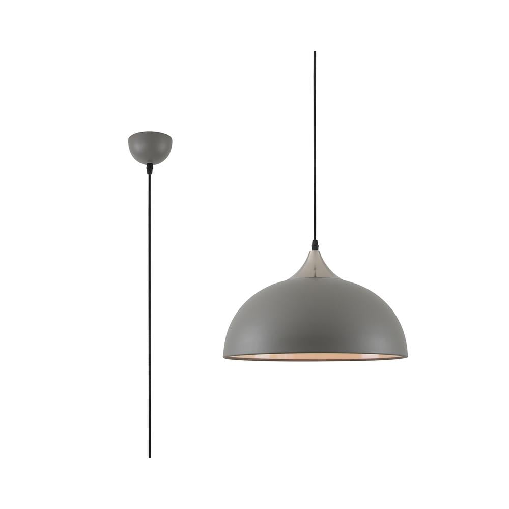 Luxuria Finnick 38cm Small Pendant Light E27 Sand Grey/Satin Nickel