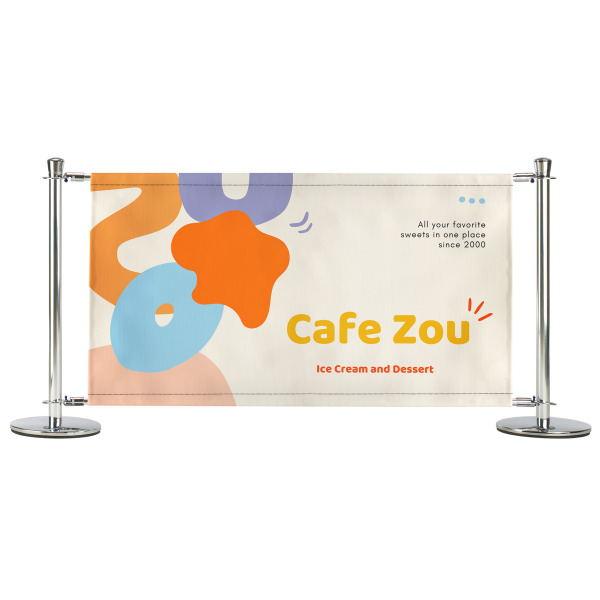 Cafe Zou - Pre-Designed Ice Cream Shop Cafe Barrier Banner