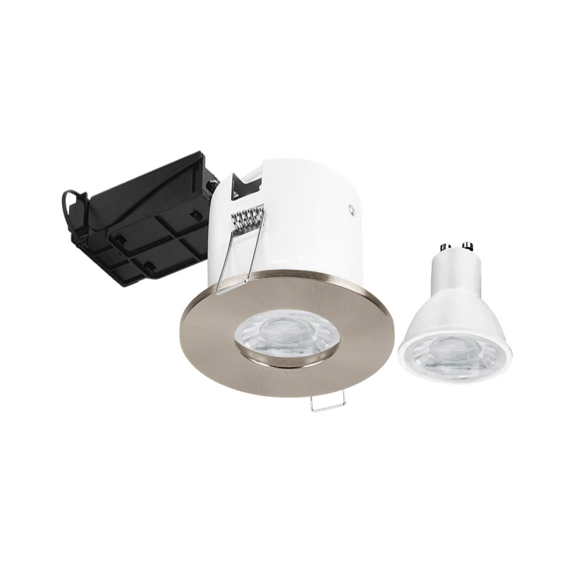 Aurora Fire Rated Downlight EFD Pro Fixed Slim 5W Dimmable 3000K Satin Nickel