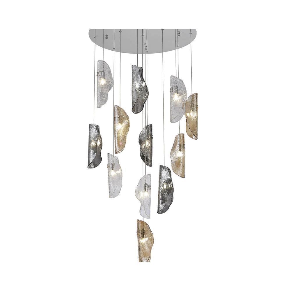 Luxuria Trim 65cm Pendant 3m 12xG9 Polished Chrome / Clear & Amber & Smoked Glass