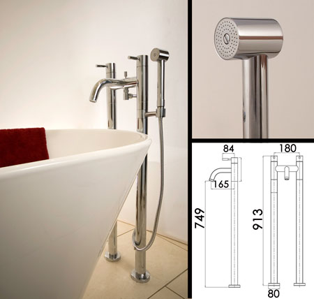 Fresh Freestanding Bath Tap with Handheld Shower (47M)