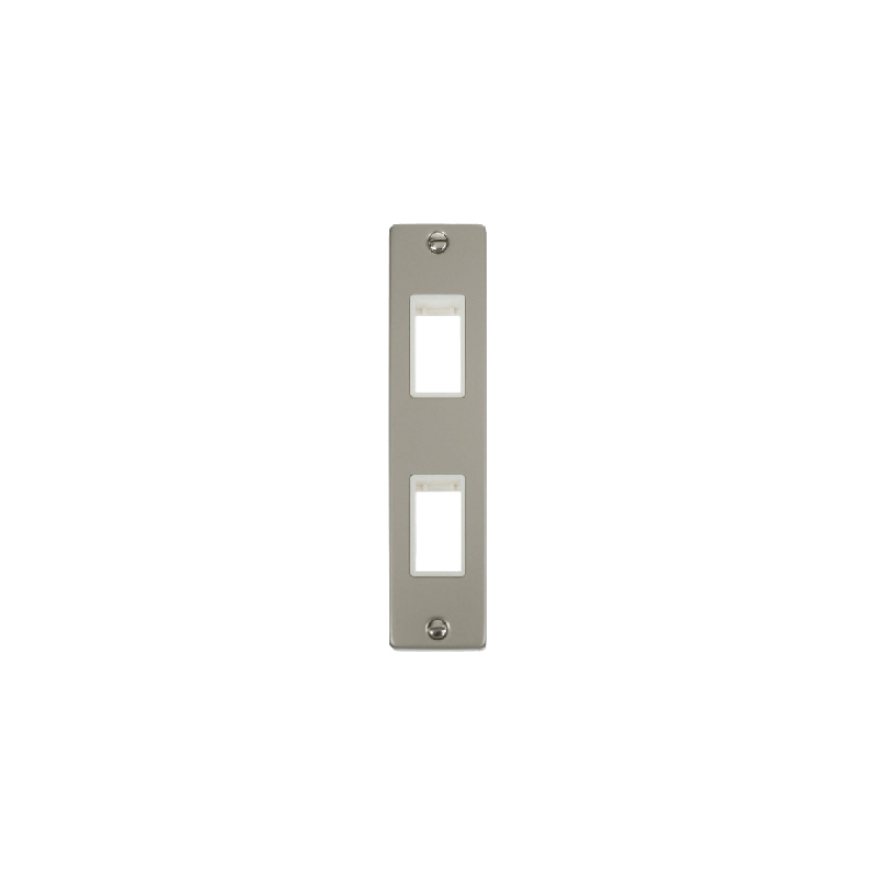 Click Deco 2G MiniGrid Double Aperture Unfurnished Architrave Plate Pearl Nickel White Inserts