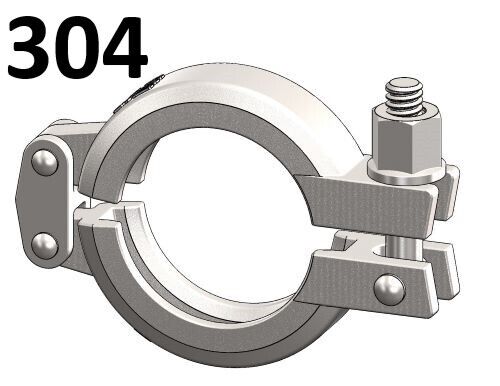 TC Clamp, Double Pin Hinged Plate, Hex Nut, GRQX, 304 Stainless Steel