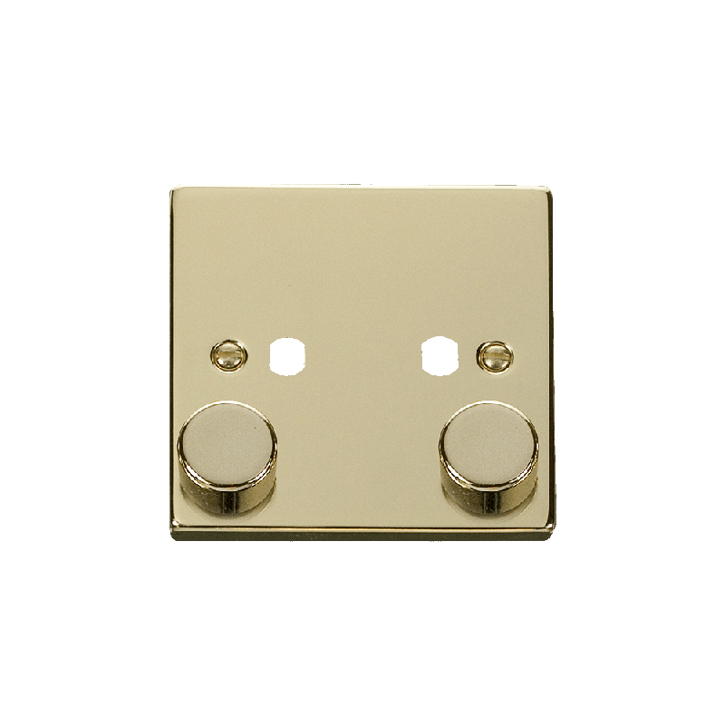 Click Deco 2 Gang Unfurnished Dimmer Plate and Knob (800W Max) Polished Brass