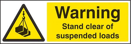 Warning stand clear of suspended loads
