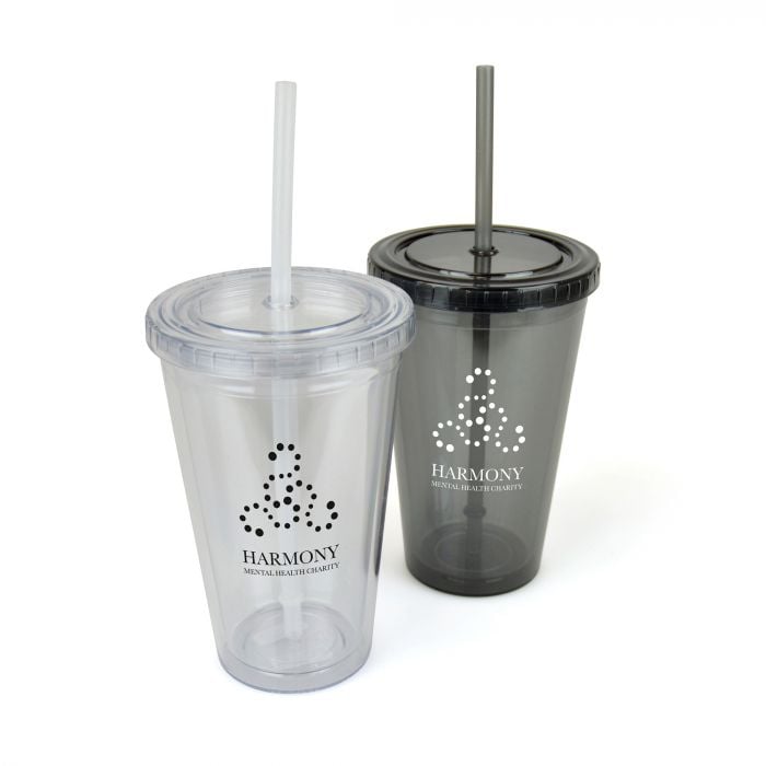 Arena 500Ml Double Wall As Plastic Tumbler With Softstraw