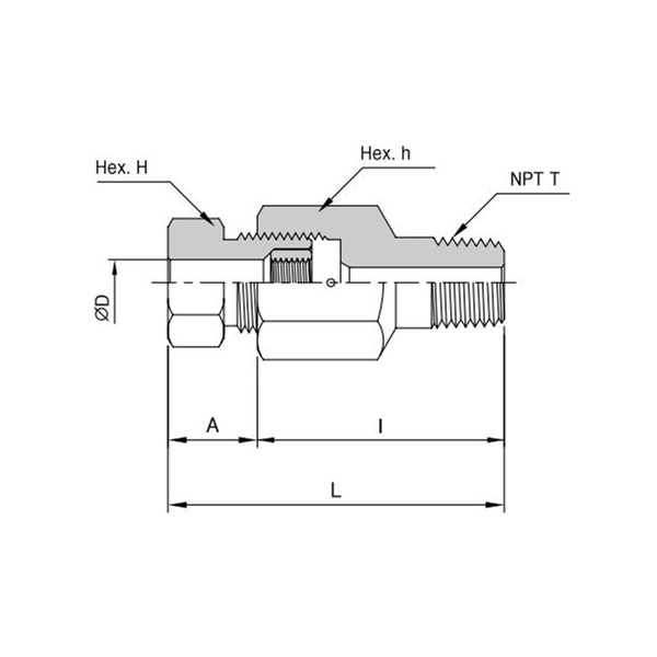 1/4" 10000 PSI Male Connector (H/P Tube to Pipe) 316 Stainless Steel Sour Gas Service Fitting