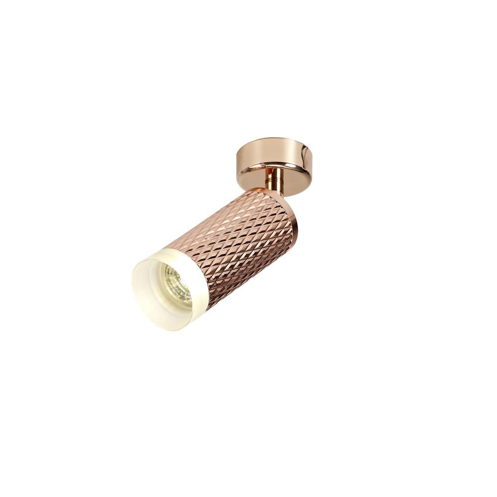 Luxuria Swirl 6.5cm Adjustable 1 Light Surface Mounted Ceiling/Wall Spot Light GU10 Rose Gold/Acrylic Ring