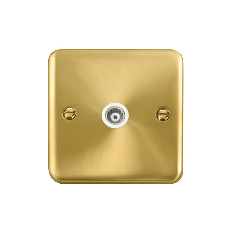 Click Deco Plus Single Isolated Coaxial Outlet Satin Brass White Inserts