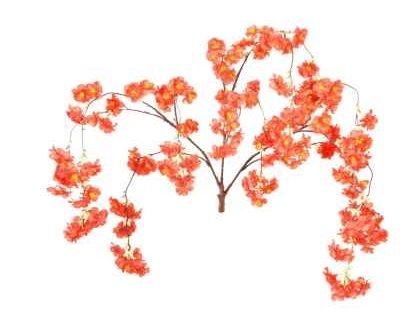 Artificial Silk Red Hanging Cherry Blossom Branch For Hotels