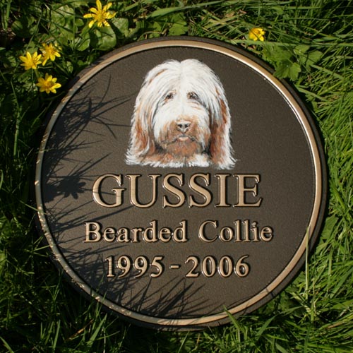 Circular Pet Memorial Portrait With Name & Optional Stake For Fixing