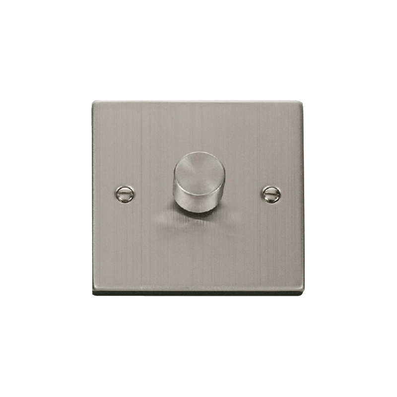 Click Deco 1 Gang 2 Way 400Va Leading Edge Dimmer Switch Stainless Steel