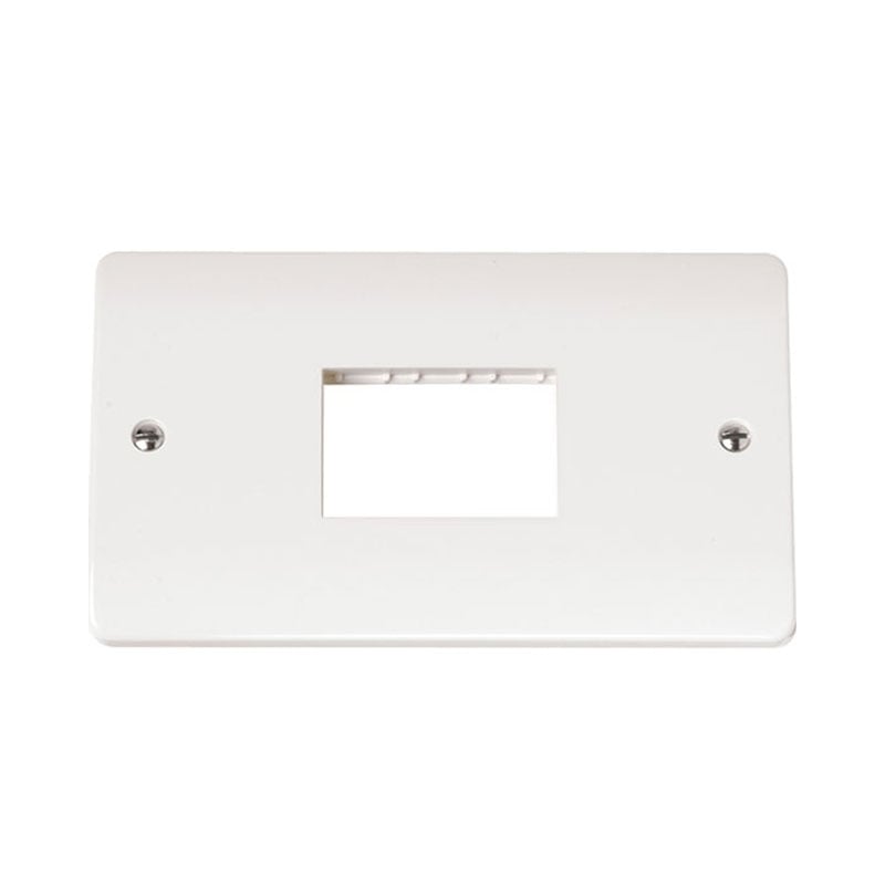 Click Twin Plate 6-In-A-Line Aperture Modular Switch Plate White PVC