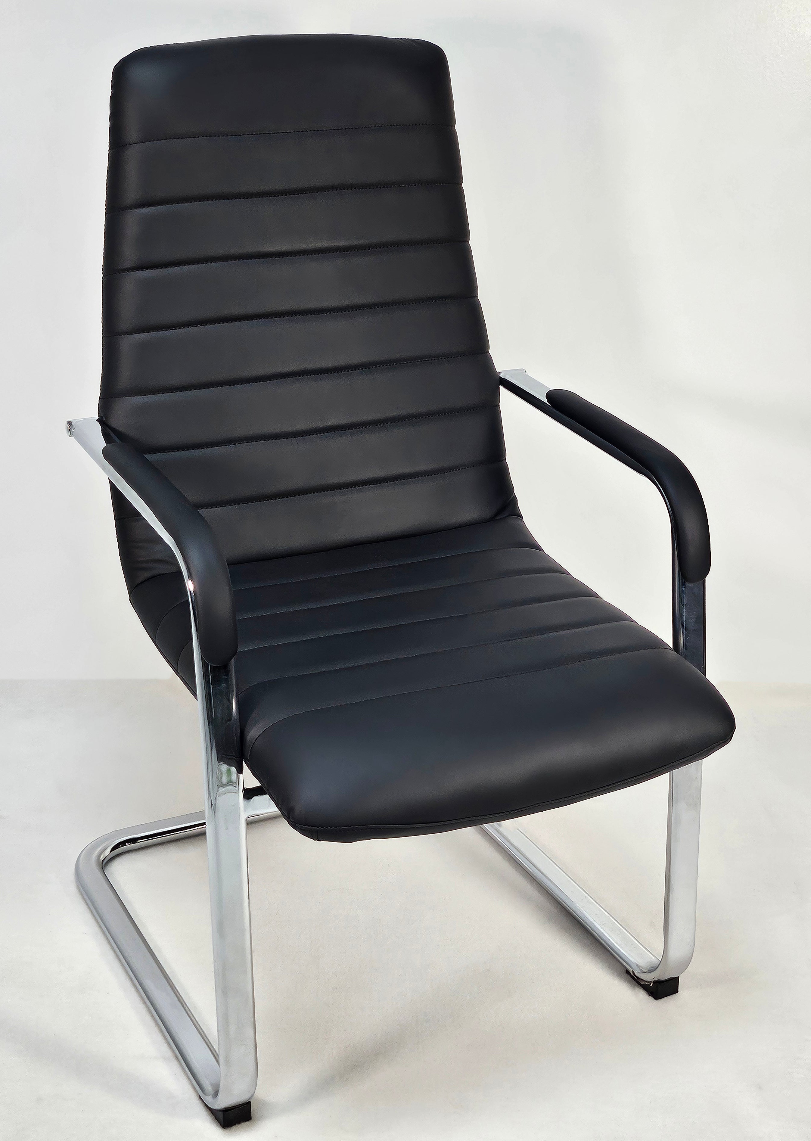 Stylish Black Leather Cantilever Visitor Chair - HB-291C UK
