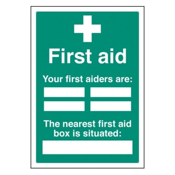 First Aiders the Nearest First Aid Box Is Situated - Adapt-a-Sign