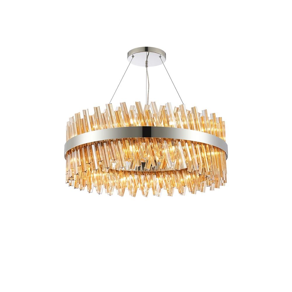 Luxuria Sylph 80cm 24 Light G9 Pendant Round Polished Nickel / Amber